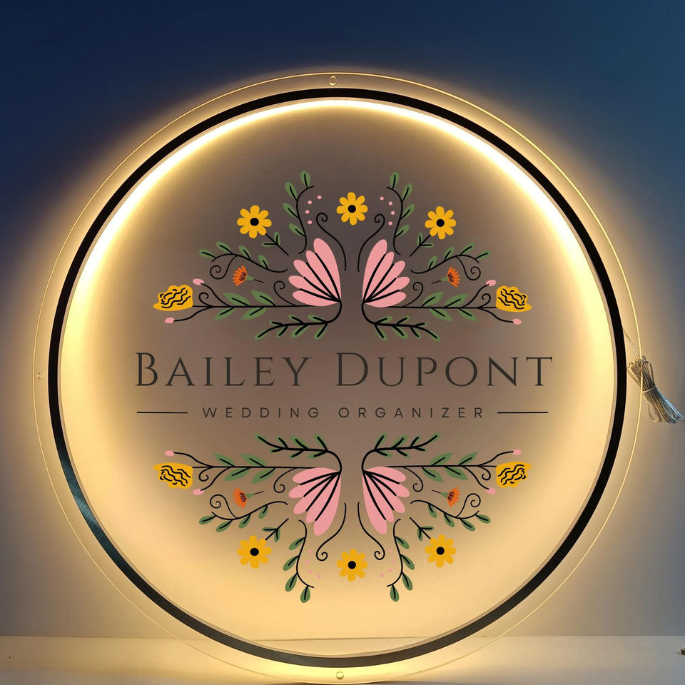 Lighting Decor Company - カスタムショップロゴ3DアクリルサインLEDネオンライトサイン美容室ネイルヘアスタジオ会社名オフィス背景壁装飾
