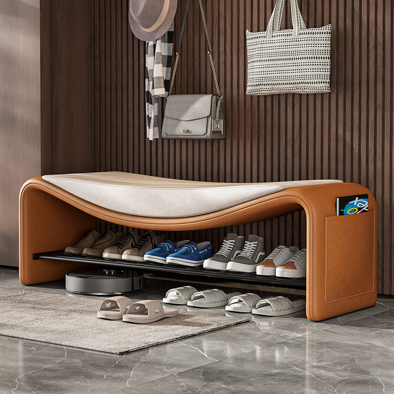 Furniture Lighting & Decor Magazine - イタリア製の軽奢な高級感漂うシンプルな玄関用シューズベンチ、ロングスツール、靴収納付きスツール