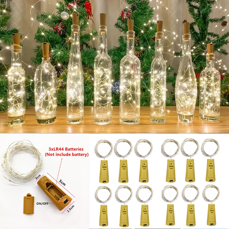 Decor Lighting Cork - 6個 20LED ワインボトル コルク付きボトル LEDストリング フェアリーライト