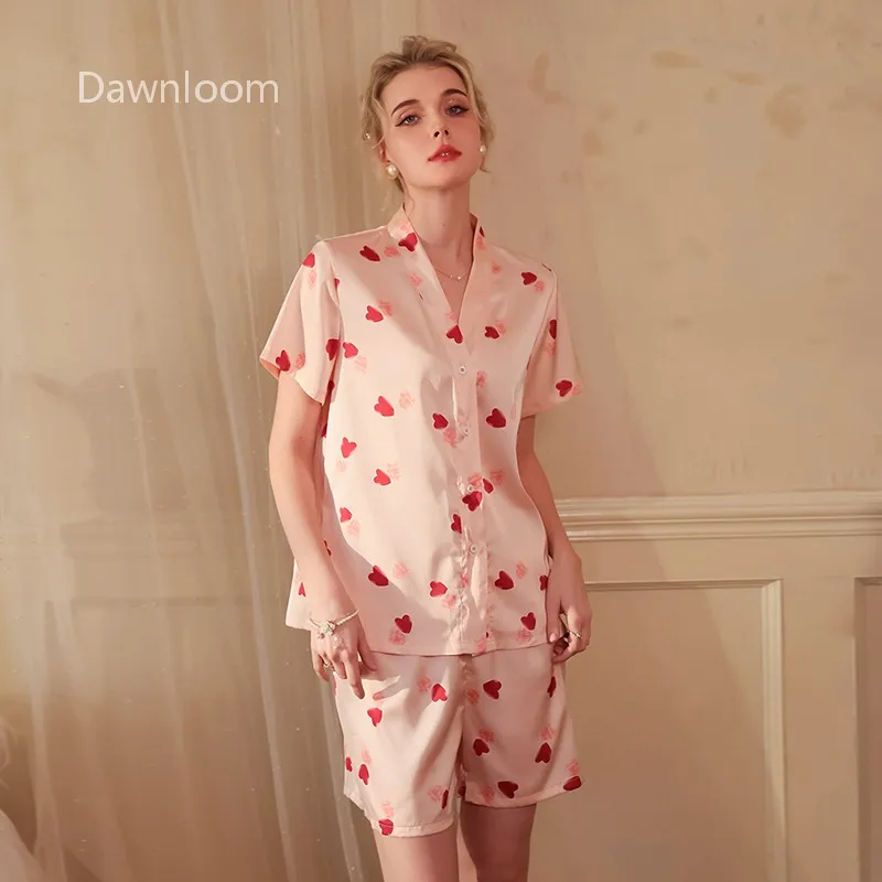 Home Lighting & Decor St Catharines On - Dawnloom Girl's ライトピンク ハートプリント サテン半袖＆ショートパンツ ツーピース