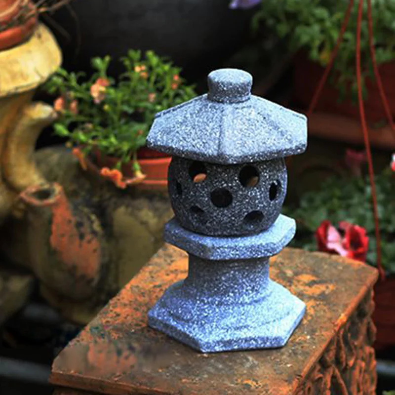 Japanese Lighting Decor - 和風セラミック模造石ランプ、模造大理石、赤粘土、クリエイティブ装飾製品、中庭、1個
