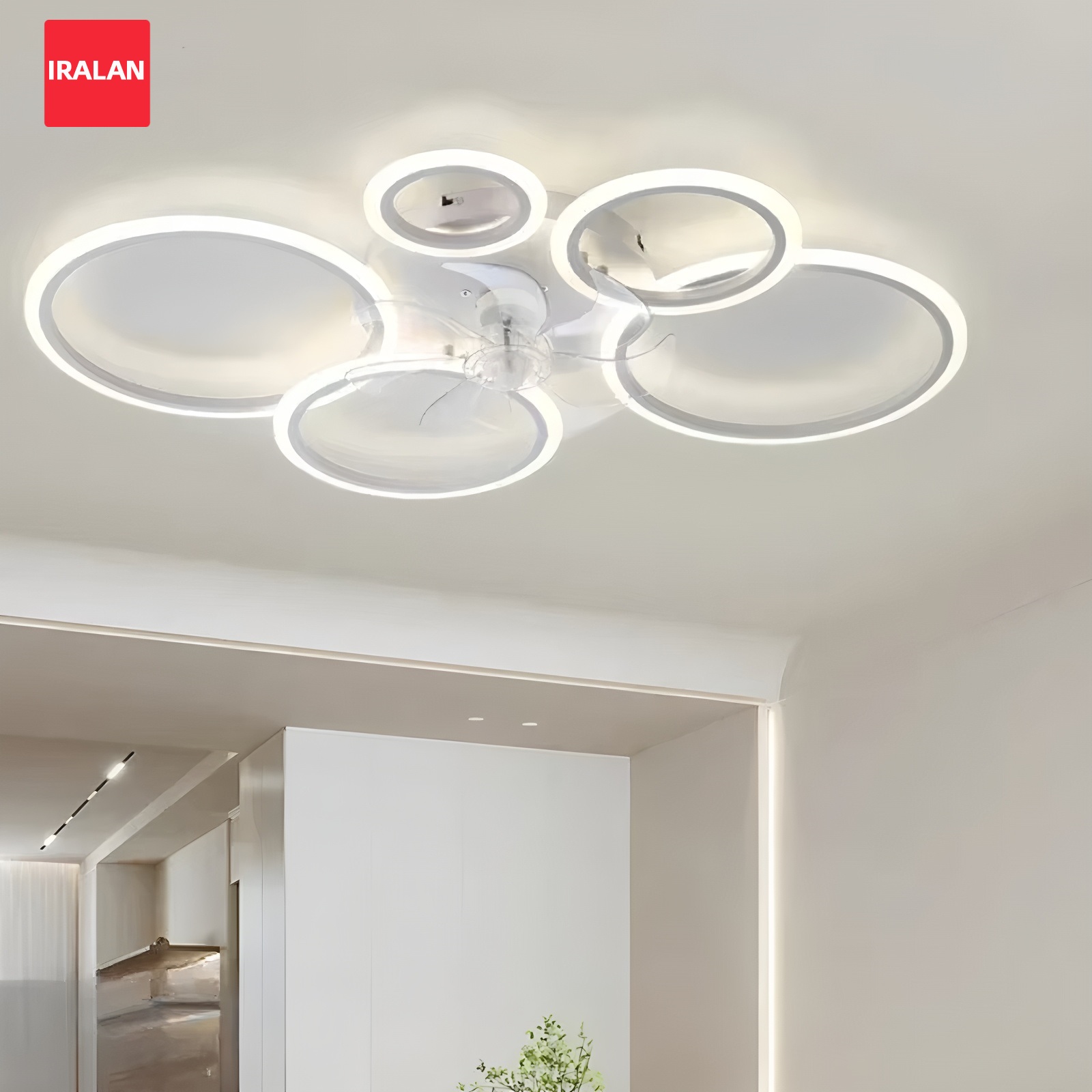 Decor Lighting Ceiling Fans - LED照明付きリングシーリングファン 北欧ミニマリスト家庭用電気ファン照明装飾ランプ 急速冷却スマートファン