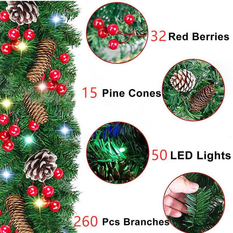Lighting Decor Company - ライト付きクリスマスガーランド防水クリスマス籐装飾軽量装飾品パーティー会社窓屋外用