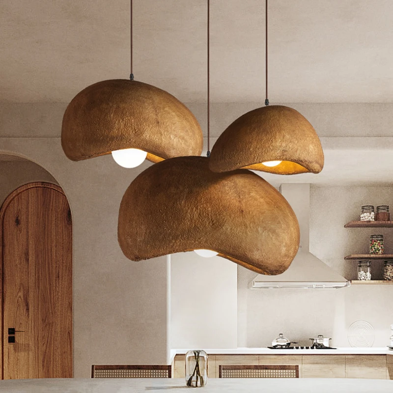 Japanese Lighting Decor - Wabi-Cababi-日本のパン,樹脂製の吊り下げ式LEDシャンデリア,クリエイティブな室内装飾ライト