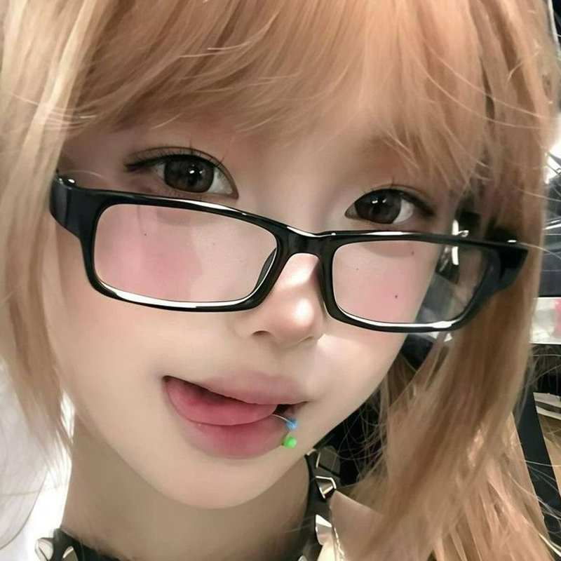 Japanese Lighting Decor - レトロスクエアスモールフレームメガネ女性ガールズブラック抗青色光メガネ眼鏡日本ヴィンテージ Y2k 装飾