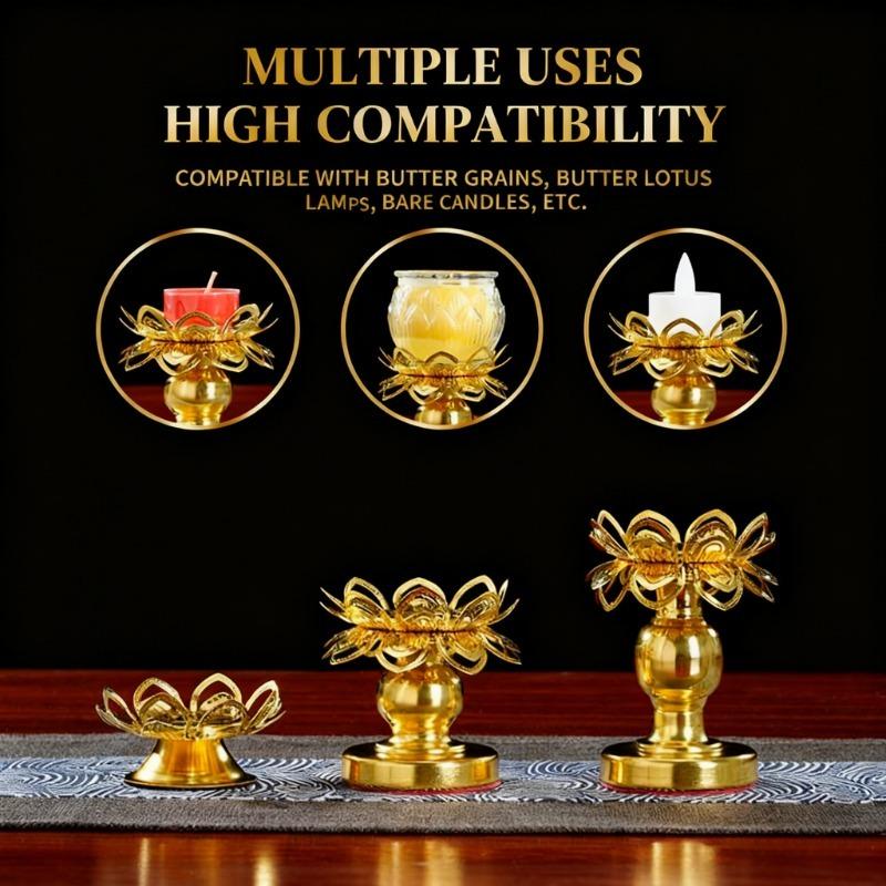 Lighting Decoration For Diwali - 2個セット ロータスゴールド ディワリ ディヤランプ インド風真鍮製ランプ オイルフラワーデコレーションホルダー