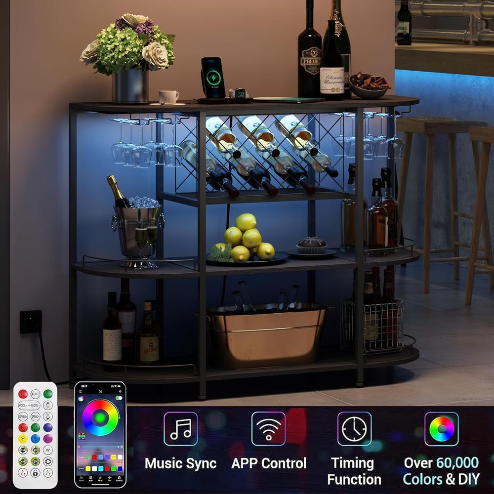 黒色の3段コーヒーテーブル、ワインラック、電源コンセント、L - Home Lighting & Decor St Catharines On のレビューと価格