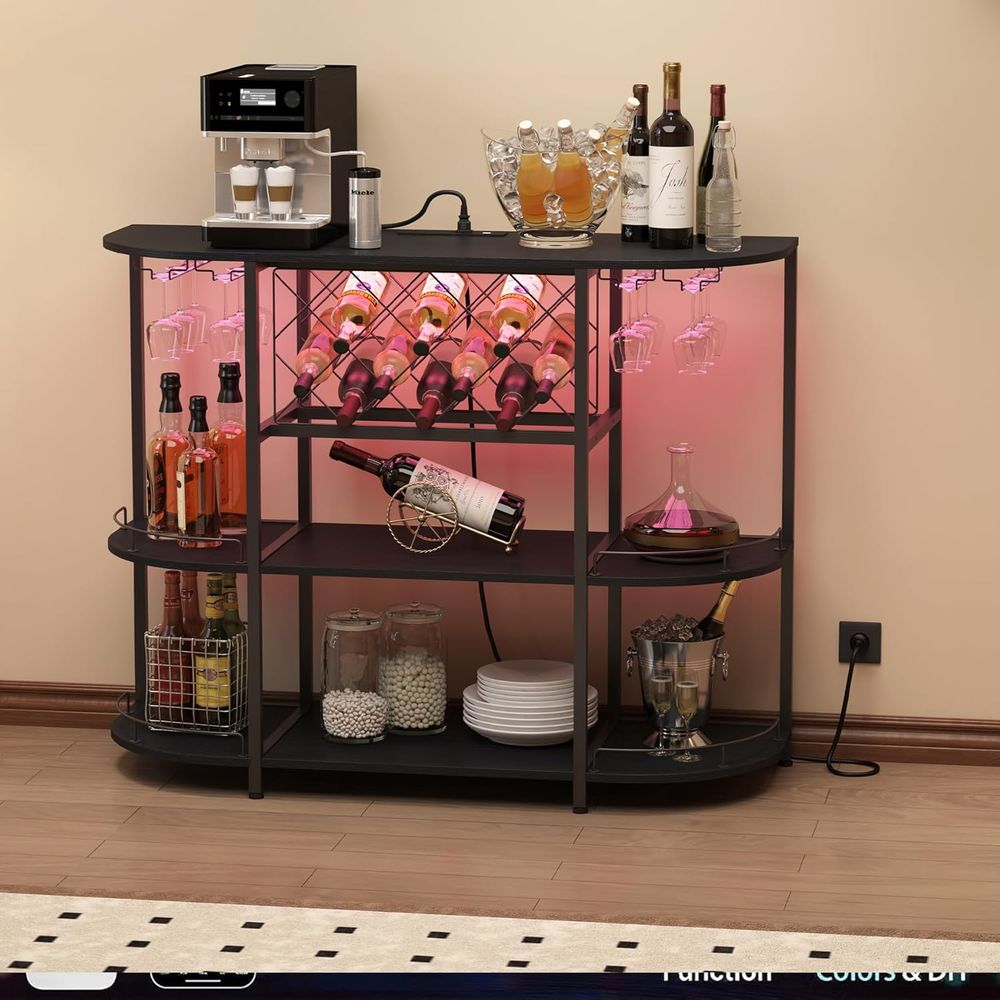 黒色の3段コーヒーテーブル、ワインラック、電源コンセント、L - Home Lighting & Decor St Catharines On のレビューと価格