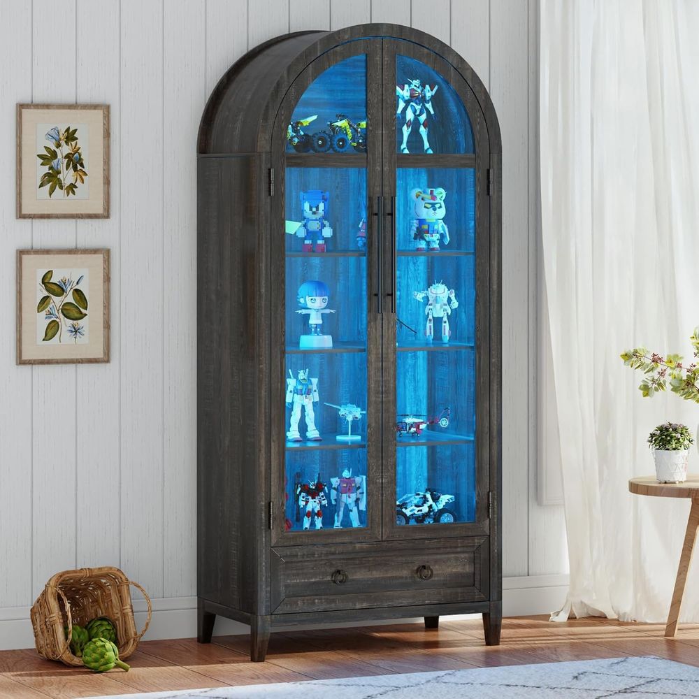 73アーチ型ガラスディスプレイキャビネット、4段、人体センサ - Lighting & Home Decor Studio のレビューと価格