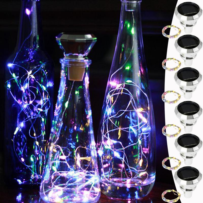 ボトル用ライト 6X コルクライト防水太陽光発電ランプワイン - Decor Lighting Cork のレビューと価格