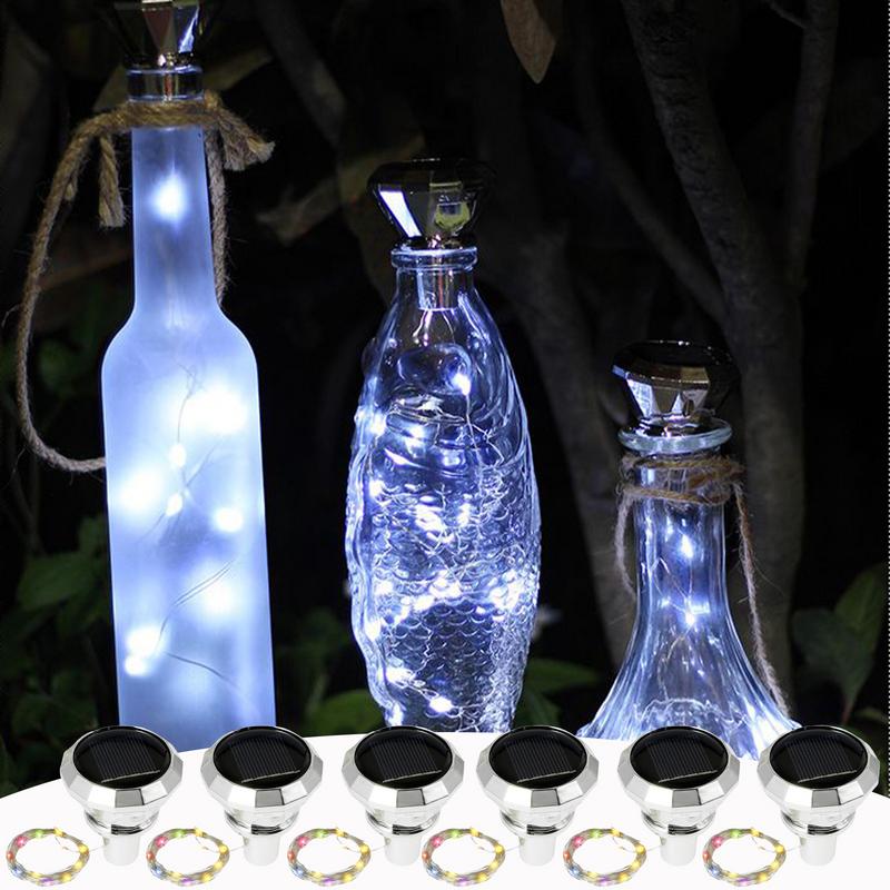 ボトル用ライト 6X コルクライト防水太陽光発電ランプワイン - Decor Lighting Cork のレビューと価格