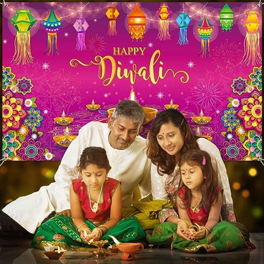 ハッピーディワリ背景幕バナー装飾、家の壁掛け用、インドのディ - Lighting Decoration For Diwali のレビューと価格