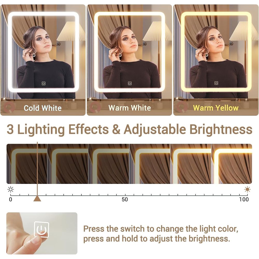 BTHST ライトと充電ステーション付き化粧台、ライト付きメ - Furniture Lighting & Decor Magazine のレビューと価格