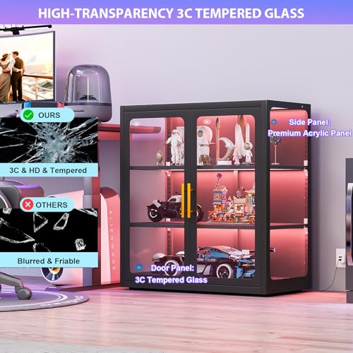 ガラス扉とRGBライト付きのコレクション用ディスプレイキャビ - Lighting & Home Decor Studio のレビューと価格