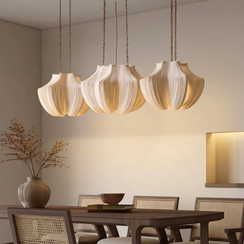 日本の侘び寂びプリーツ生地LEDペンダントランプ、リビングル - Japanese Lighting Decor のレビューと価格