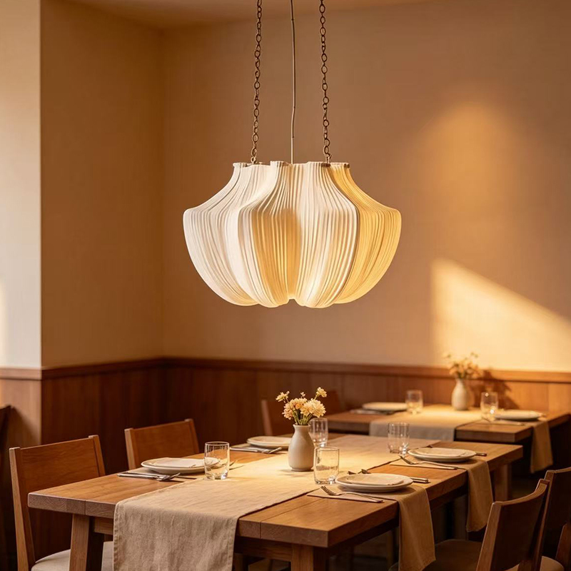 日本の侘び寂びプリーツ生地LEDペンダントランプ、リビングル - Japanese Lighting Decor のレビューと価格
