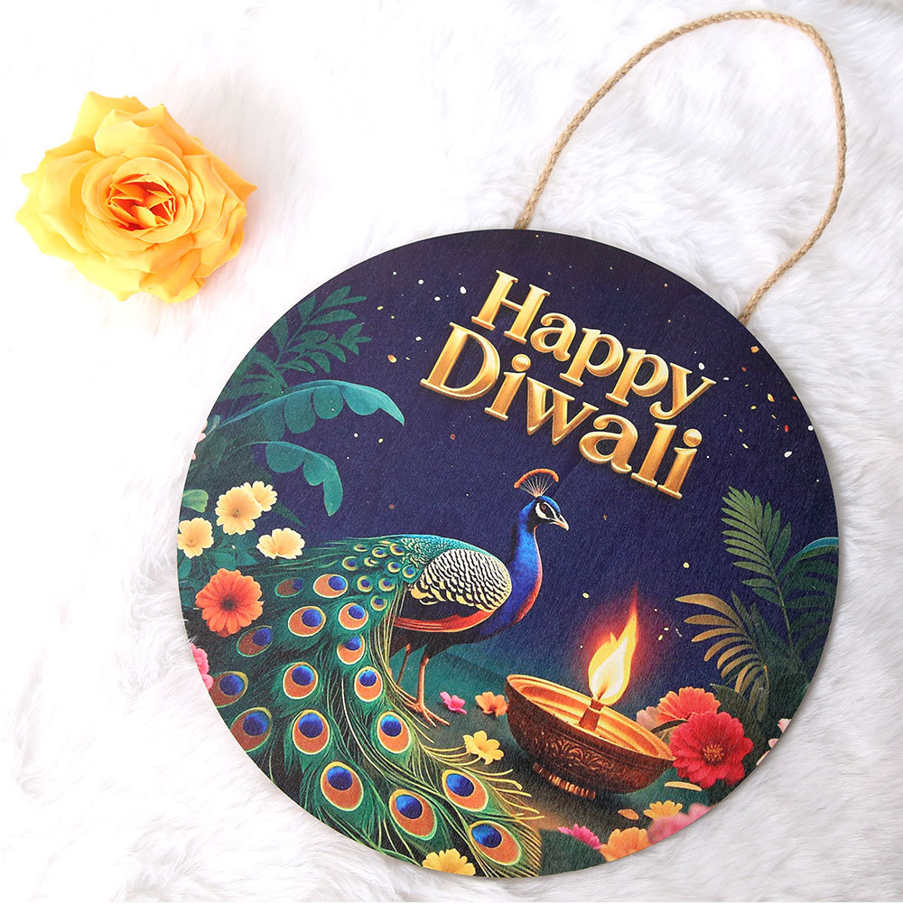 蓮と孔雀のディワリ装飾 - 木製プラークキャンドルランプ - - Lighting Decoration For Diwali のレビューと価格