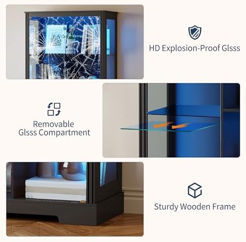 71インチディスプレイキャビネット、5段、3色ライト付き、コ - Lighting & Home Decor Studio のレビューと価格