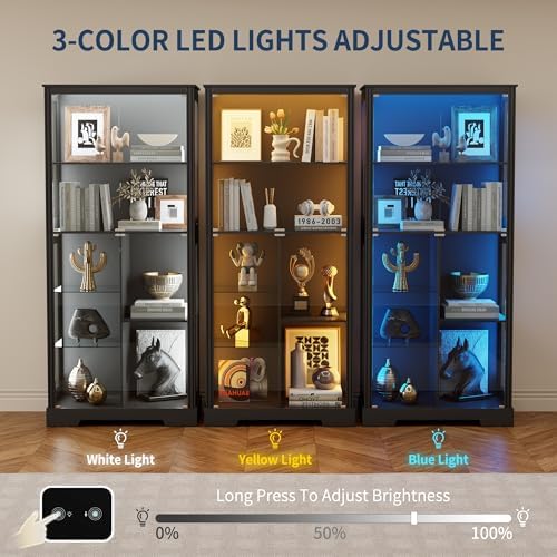 71インチディスプレイキャビネット、5段、3色ライト付き、コ - Lighting & Home Decor Studio のレビューと価格