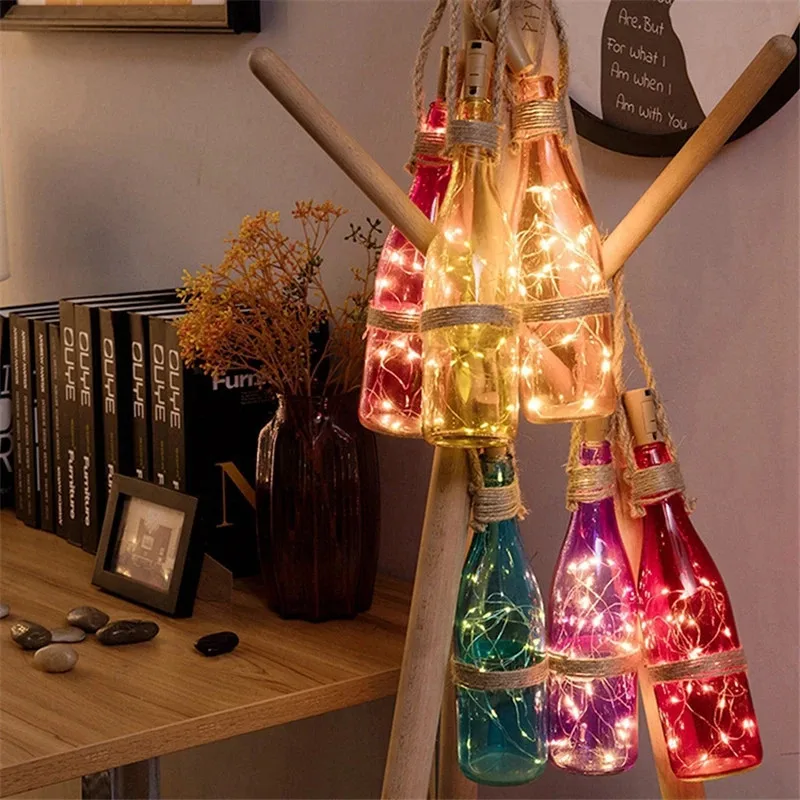 6個 20LED ワインボトル コルク付きボトル LEDスト - Decor Lighting Cork のレビューと価格