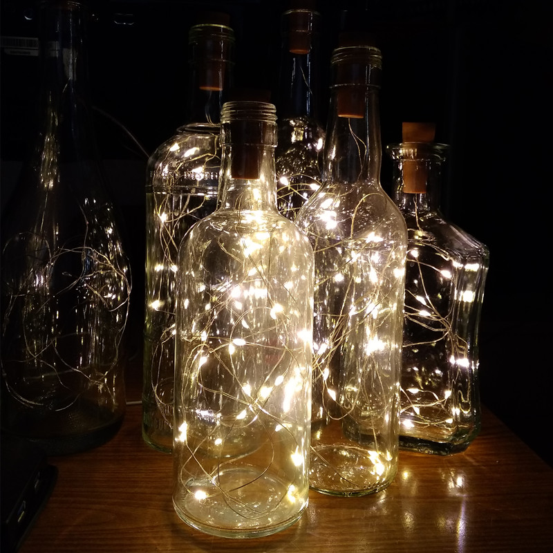 6個 20LED ワインボトル コルク付きボトル LEDスト - Decor Lighting Cork のレビューと価格