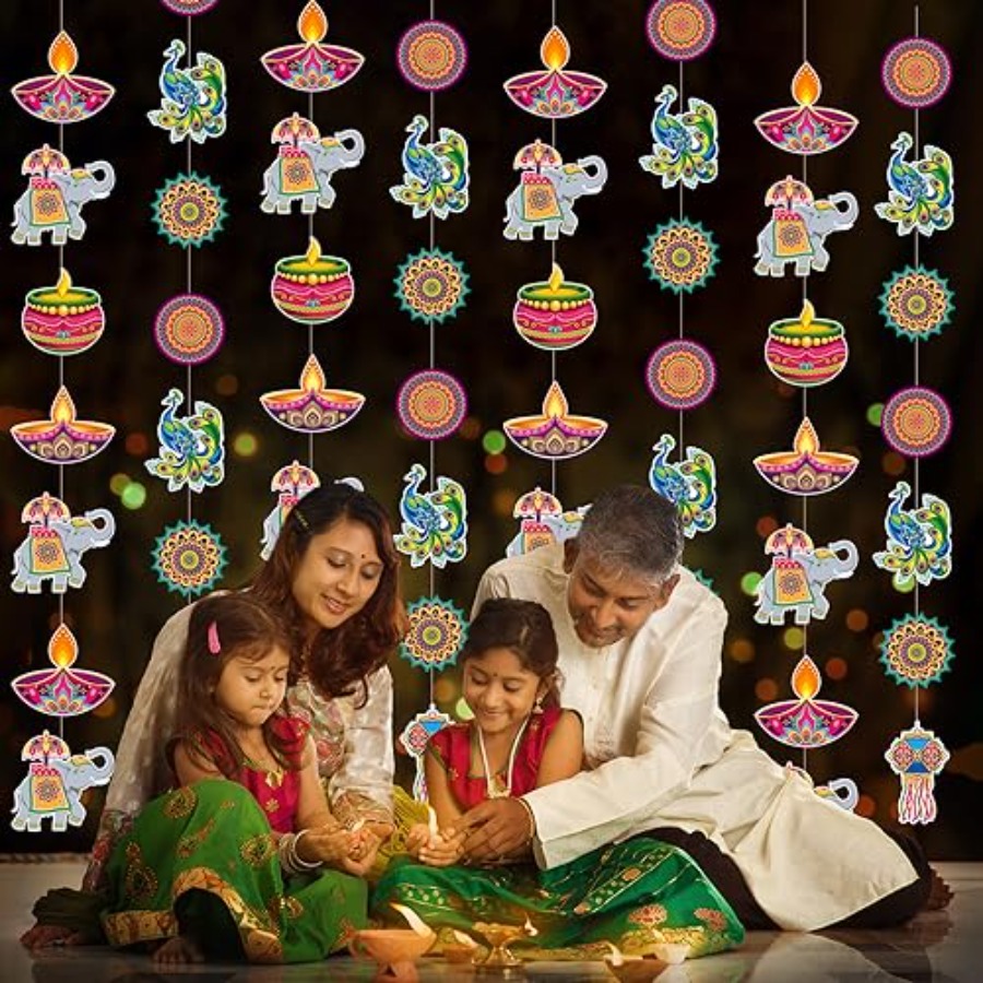 8個入り ハッピーディワリ吊り下げ装飾用品 インドの光の祭り - Lighting Decoration For Diwali のレビューと価格