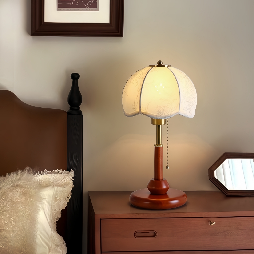 ヴィンテージスカラップドームテーブルランプ寝室ナイトスタンド - Decor Lighting Lamps のレビューと価格