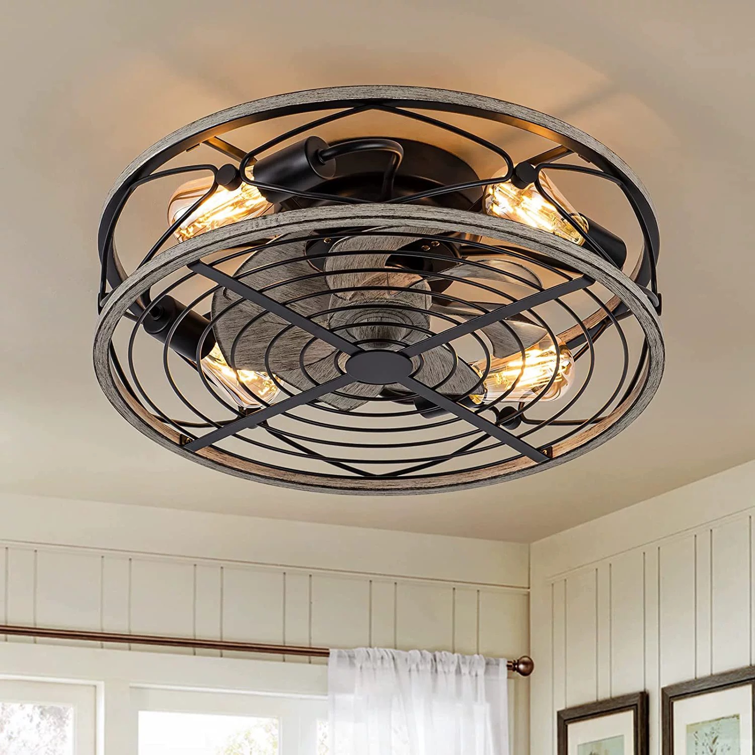 スマートシーリングファンライトリモコン寝室の装飾換気扇ランプ - Decor Lighting Ceiling Fans のレビューと価格