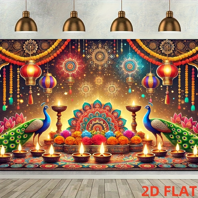 ディワリ孔雀ランタンタペストリー インド祭り装飾 ディヤライ - Lighting Decoration For Diwali のレビューと価格