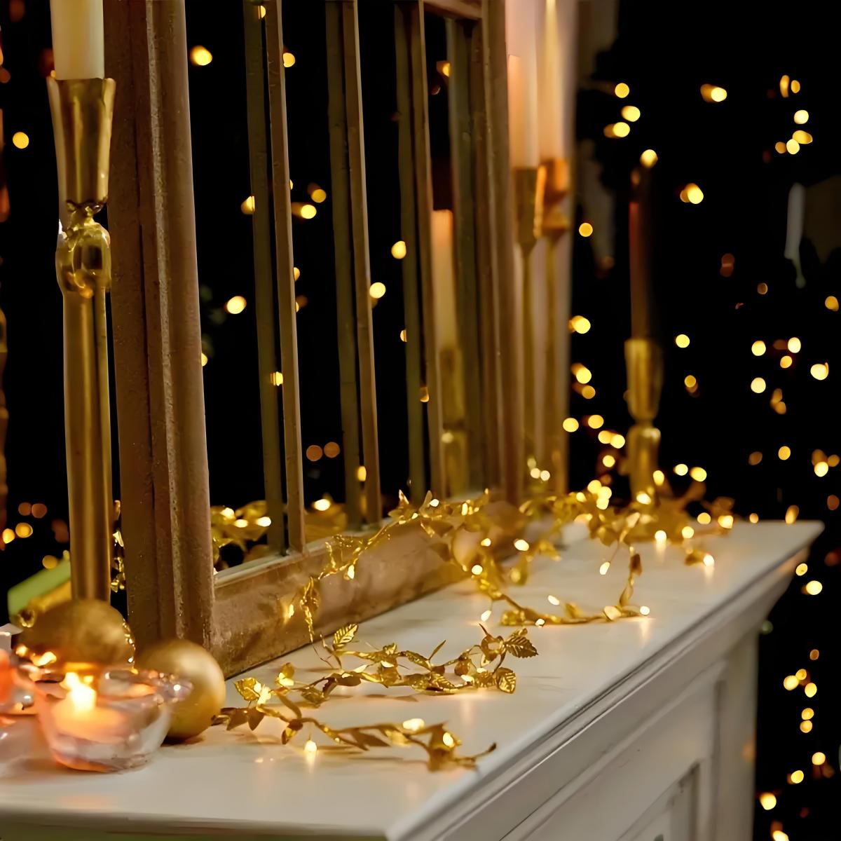 LEDロマンチックゴールデンリーフフェアリーライト - (2 - Lighting Decoration For Diwali のレビューと価格