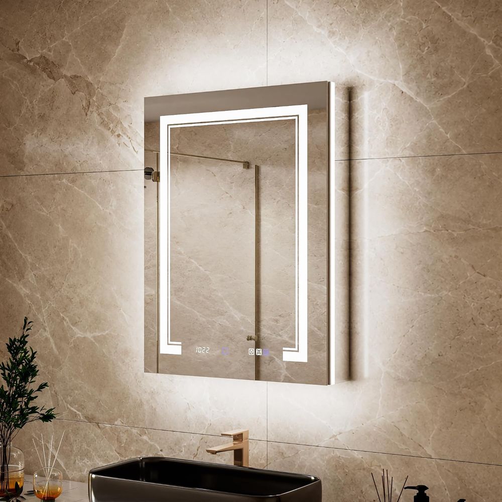 幅24インチ x 高さ32インチの薬棚、LED照明付きミラー - Lighting & Home Decor Studio のレビューと価格