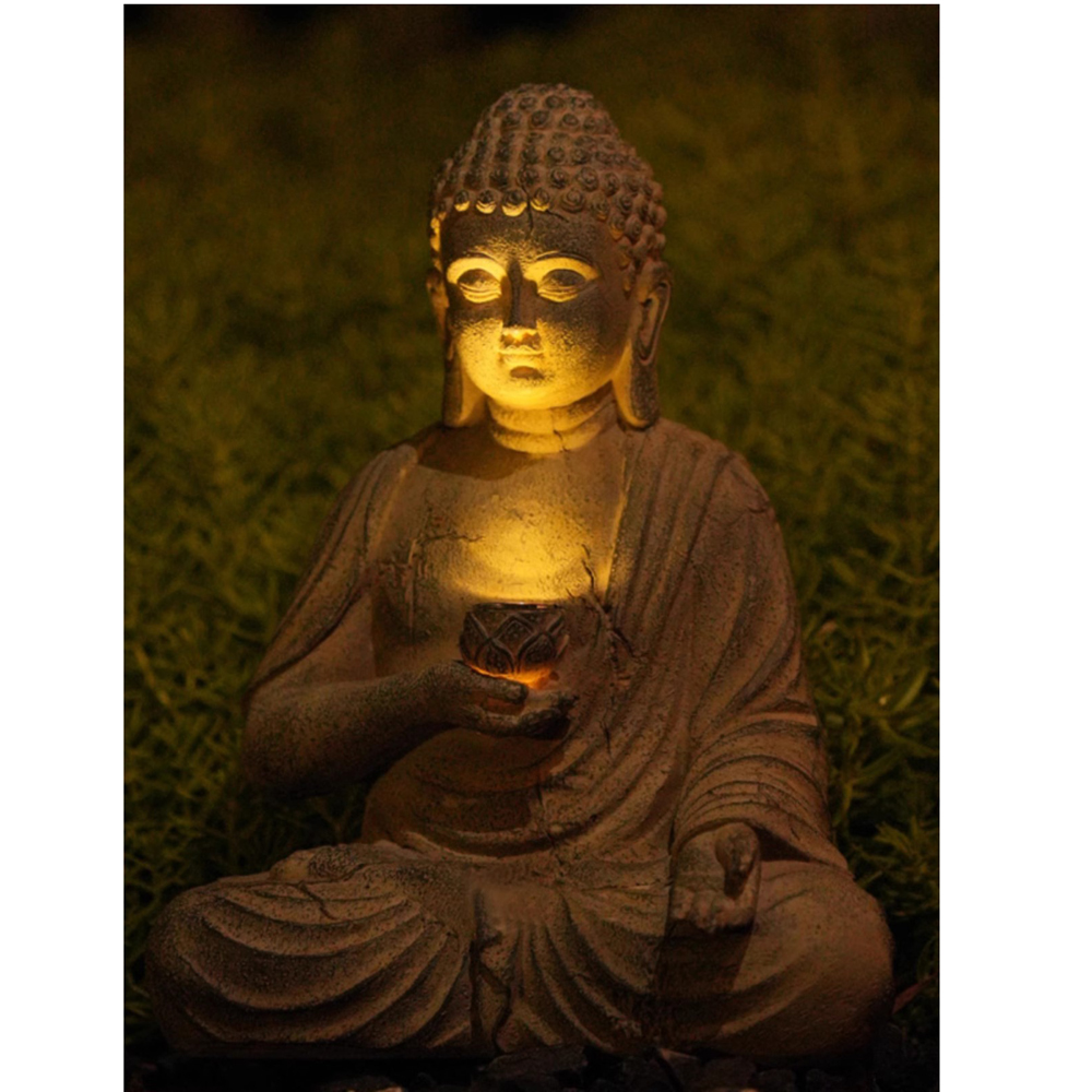 樹脂ソーラー仏像彫刻庭の装飾ライト禅アジアン日本庭園の装飾屋 - Japanese Lighting Decor のレビューと価格