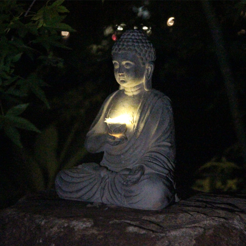 樹脂ソーラー仏像彫刻庭の装飾ライト禅アジアン日本庭園の装飾屋 - Japanese Lighting Decor のレビューと価格