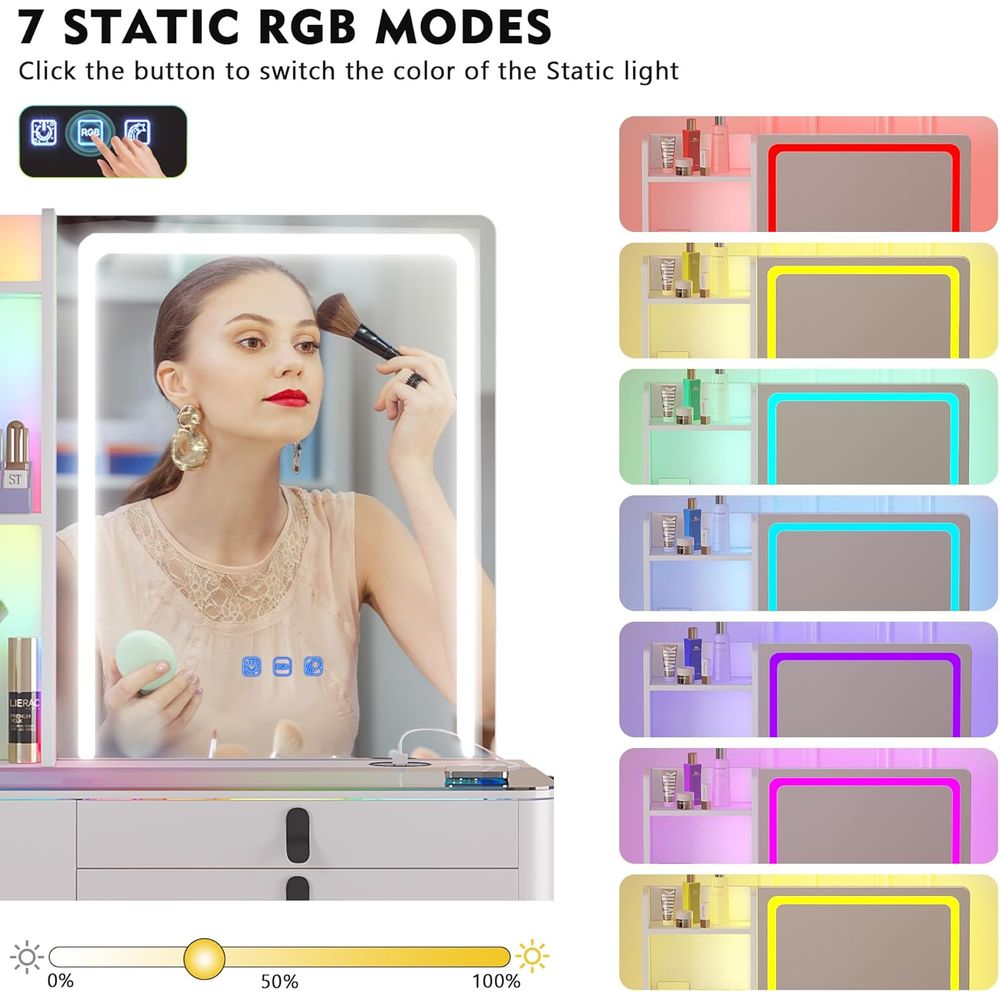 Gurexl RGB バニティデスク ワイヤレス充電ステーシ - Furniture Lighting & Decor Magazine のレビューと価格