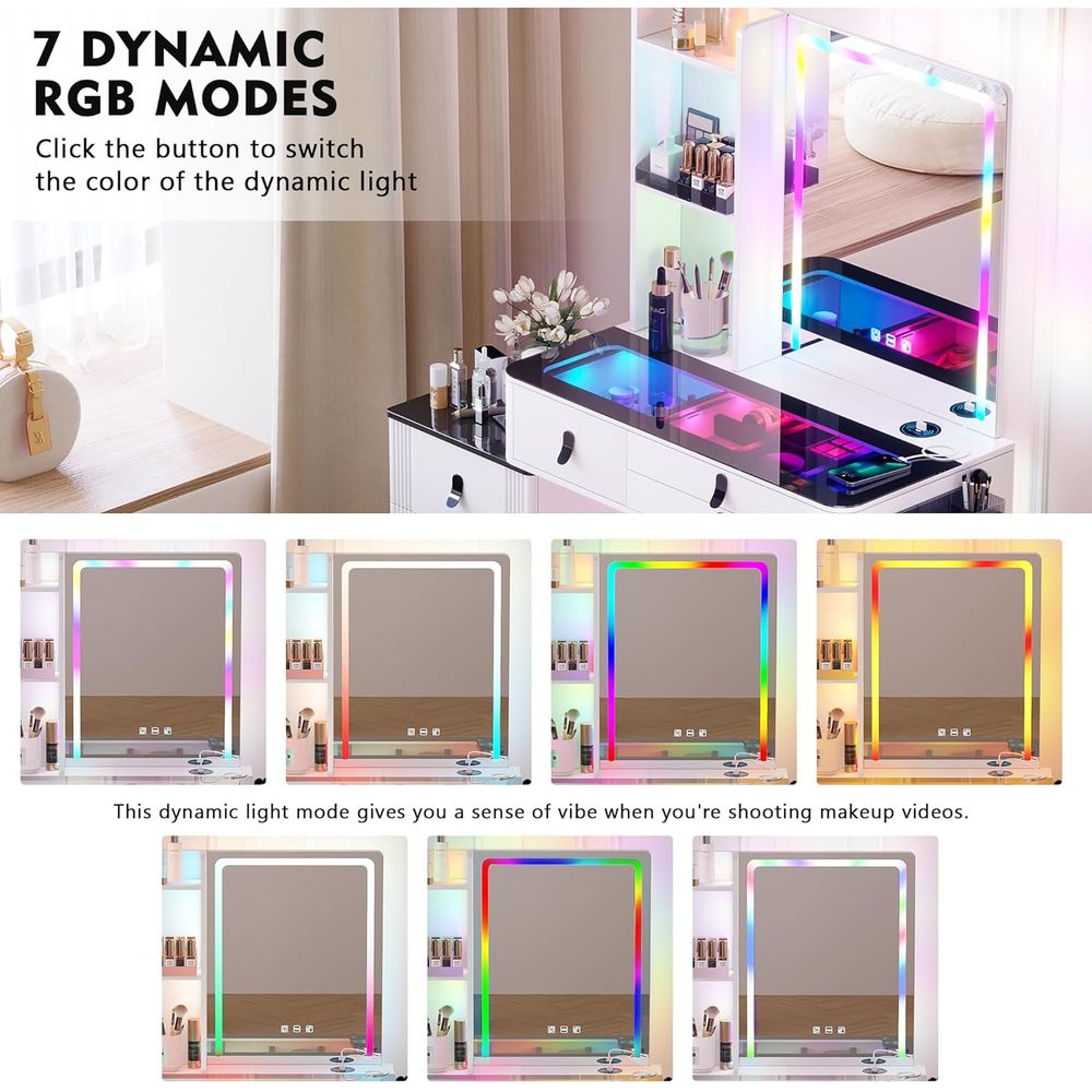 Gurexl RGB バニティデスク ワイヤレス充電ステーシ - Furniture Lighting & Decor Magazine のレビューと価格