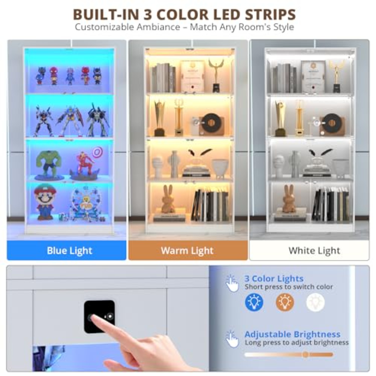 65インチガラス扉付きディスプレイキャビネット、4段ディスプ - Lighting & Home Decor Studio のレビューと価格