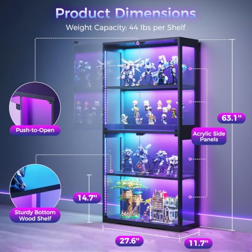 ガラス扉とRGB LEDライト付きディスプレイケース、ガラス - Lighting & Home Decor Studio のレビューと価格