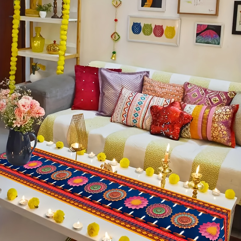 ハッピーディワリ ライトフェスティバル リネンテーブルランナ - Lighting Decoration For Diwali のレビューと価格