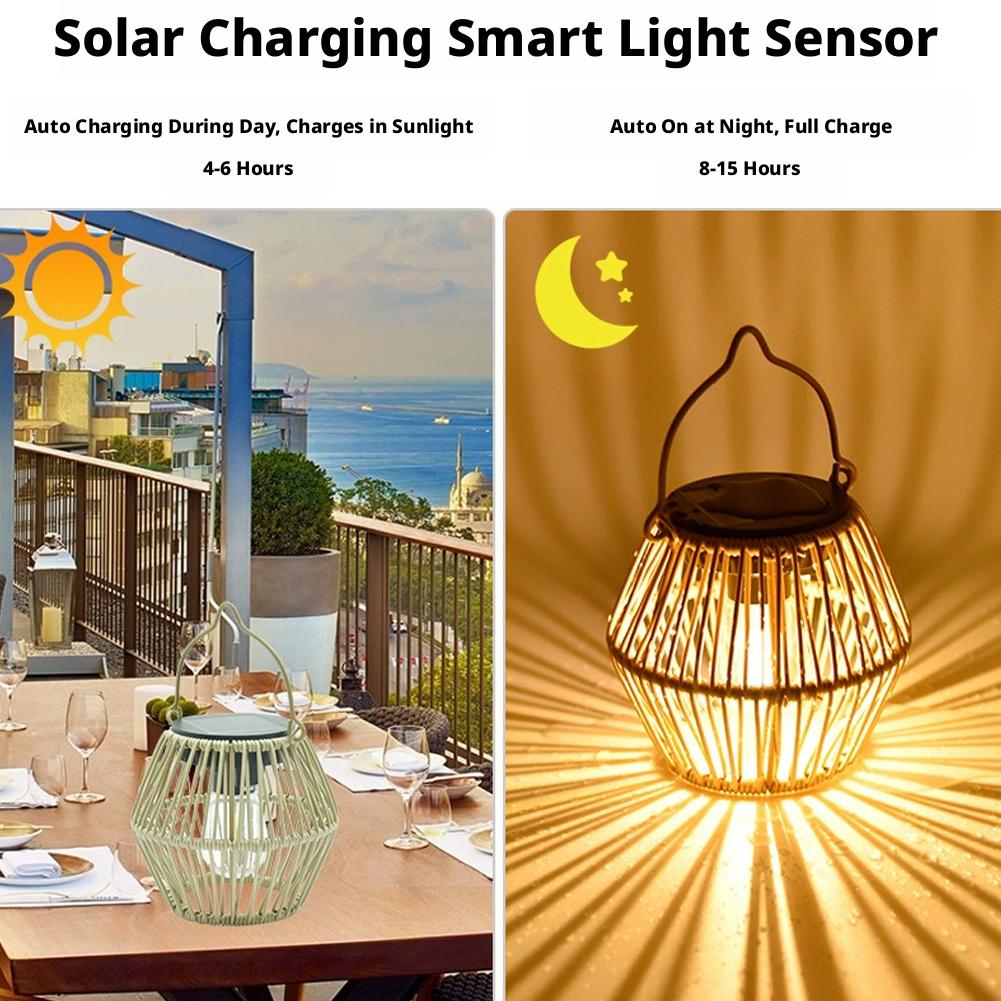 IP65防水ソーラーラタンランタン、吊り下げ式テーブルライト - Decor Lighting Lamps のレビューと価格