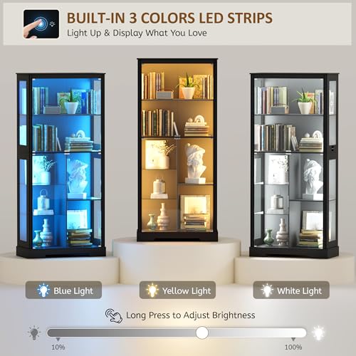 71インチのガラス製ディスプレイキャビネット、コレクション用 - Lighting & Home Decor Studio のレビューと価格