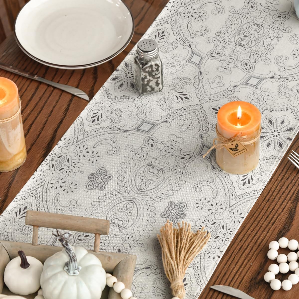 ハッピーディワリ インドの光の祭り リネン製テーブルランナー - Lighting Decoration For Diwali のレビューと価格