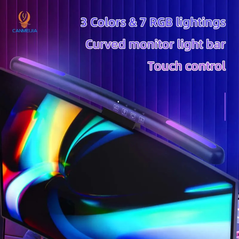 湾曲したLEDモニターライトバー,USB,RGB,PCスクリ - Touch Dimmer Lamp のレビューと価格