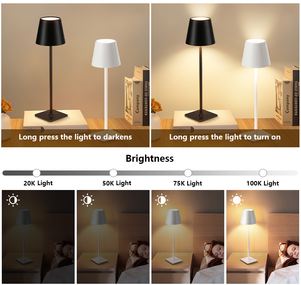 LED充電式デスクライトワイヤレステーブルランプ無段階調光タ - Decor Lighting Lamps のレビューと価格