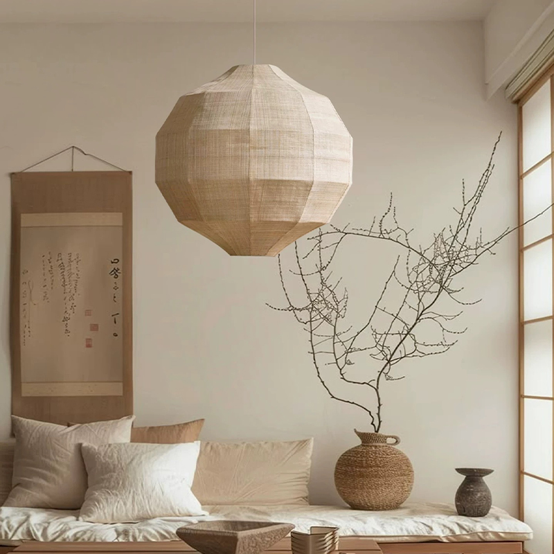 和風侘び寂び布製E27ペンダントライト リビング ダイニング - Japanese Lighting Decor のレビューと価格