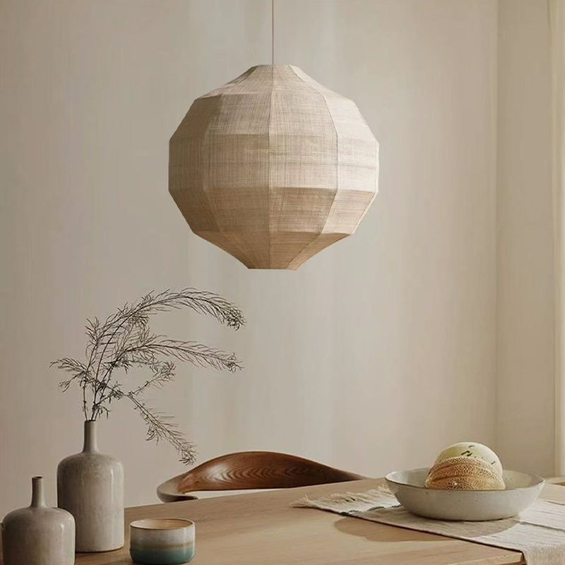 和風侘び寂び布製E27ペンダントライト リビング ダイニング - Japanese Lighting Decor のレビューと価格