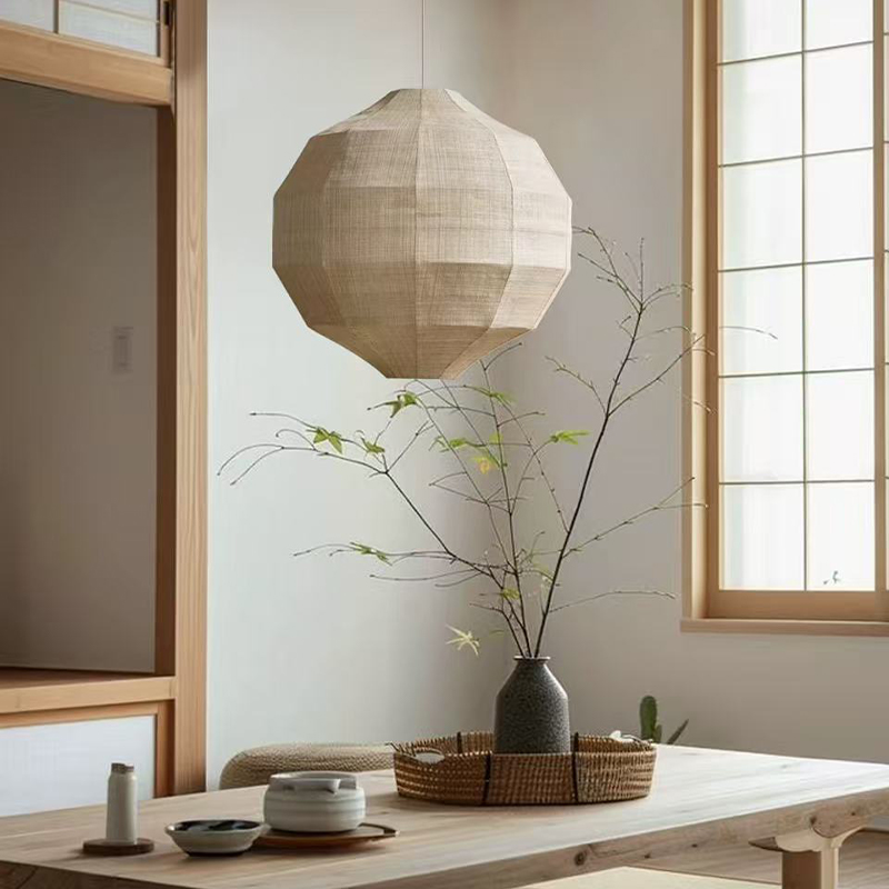 和風侘び寂び布製E27ペンダントライト リビング ダイニング - Japanese Lighting Decor のレビューと価格